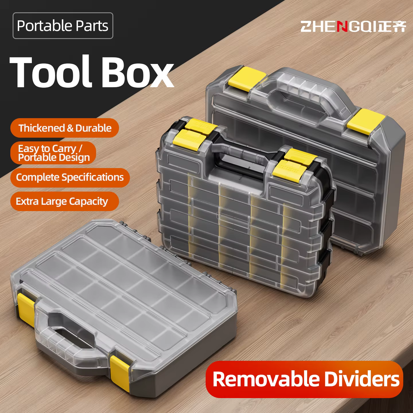 Boîte de rangement d'outils en plastique épaissi 17/23/34 compartiments