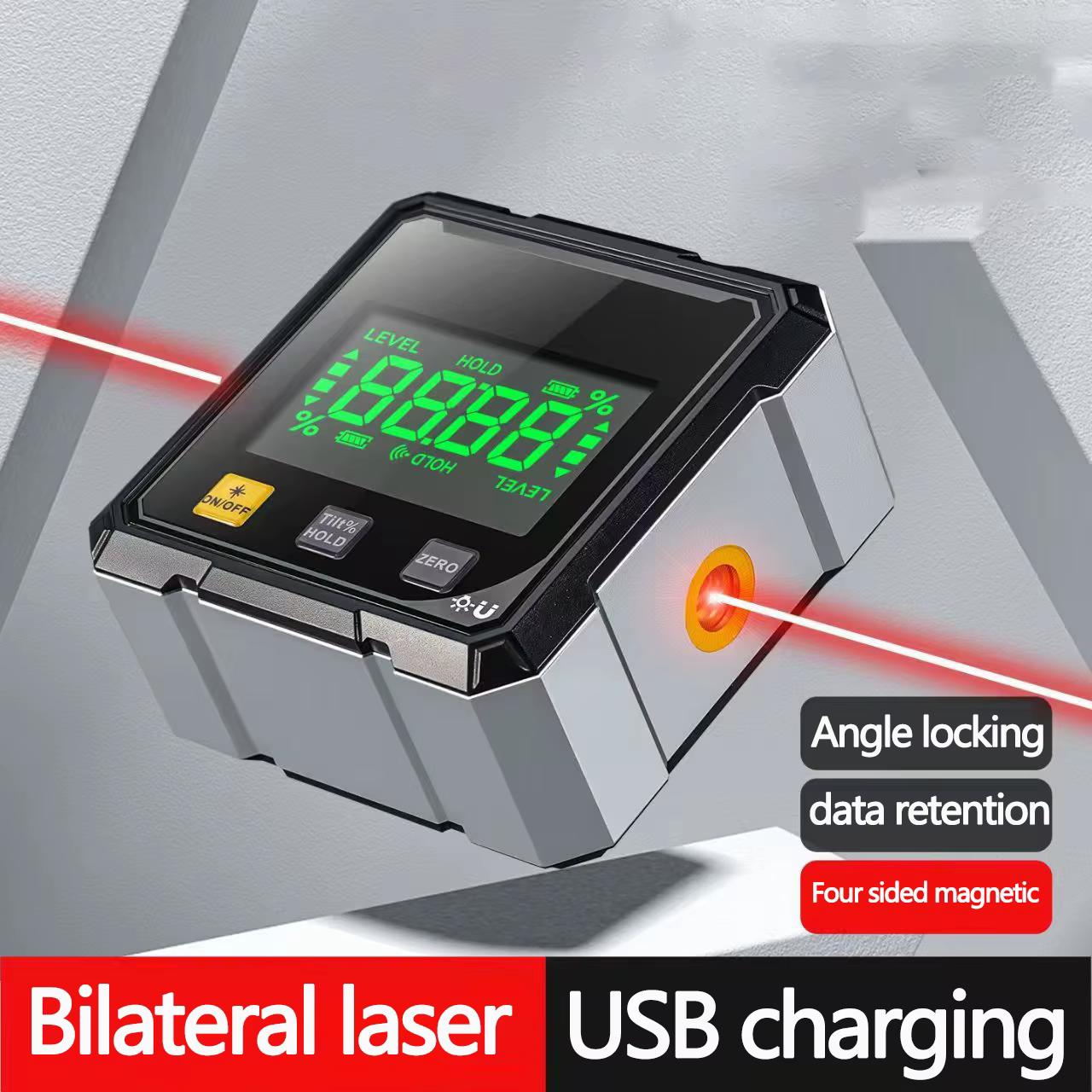 Détecteur d'angle numérique magnétique avec jauge Laser électronique rapporteur inclinomètre aimants de niveau règle
