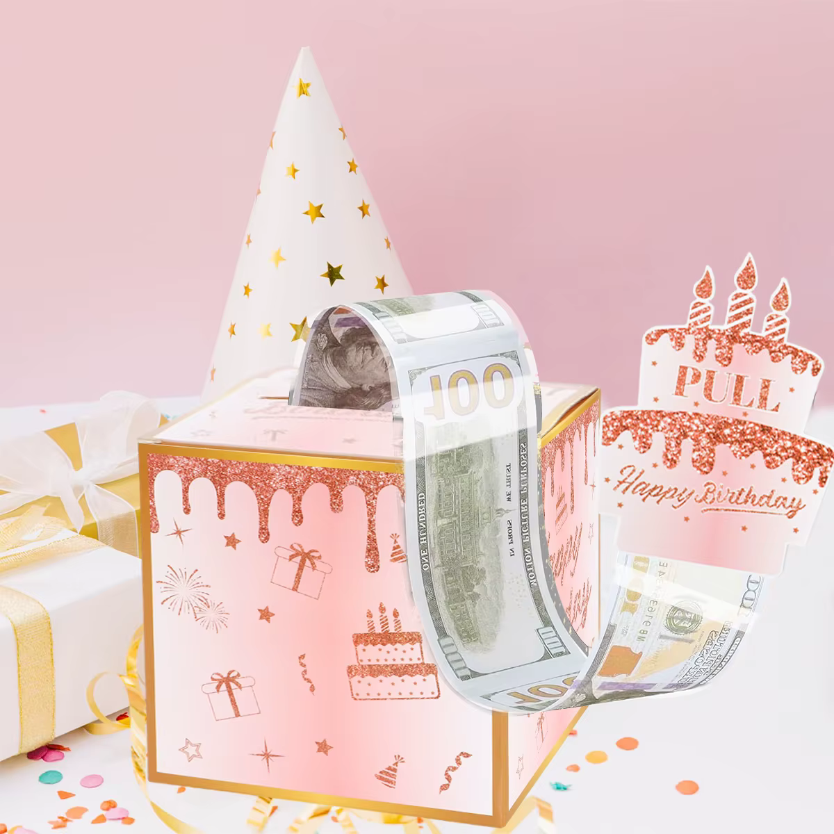 Boîte-cadeau d'anniversaire avec carte de gâteau, tirelire amusante, cadeaux d'anniversaire créatifs pour hommes et femmes, anniversaire des travailleurs, 1PC