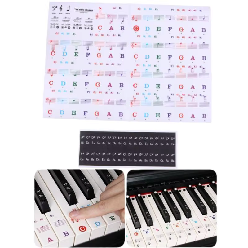 1 ensemble d'autocollants de lettres pour piano pour débutants