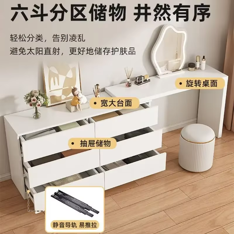 Miroir de maquillage blanc de luxe, bureau d'angle, commode, table, organisateurs d'armoires, rangement, meubles de maison