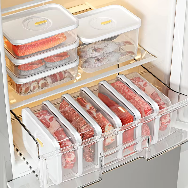 Transparent 950ML réfrigérateur stocke bac à légumes aliments frais fruits conteneur en plastique micro-ondable Bento