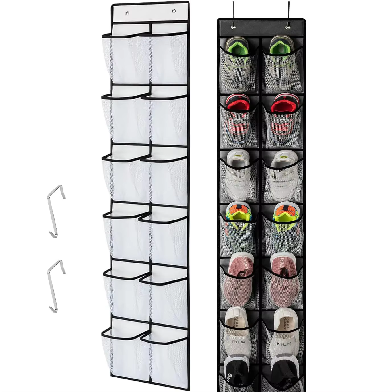 Étagère à chaussures suspendue, organisateur sur la porte, 12/14 grandes poches en maille respirante, organisateur de pantoufles, rangement de chaussures