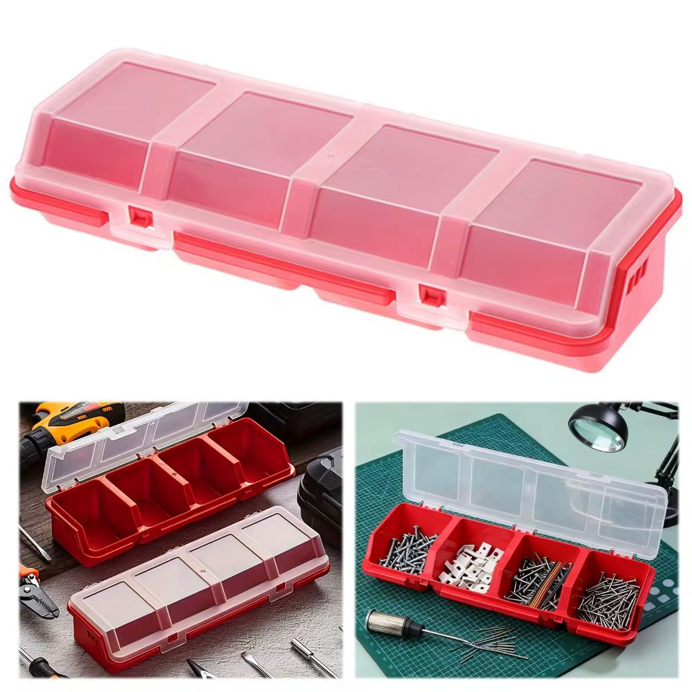 Lot de 3 boîtes de rangement à 4 compartiments avec couvercle pour vis et pièces