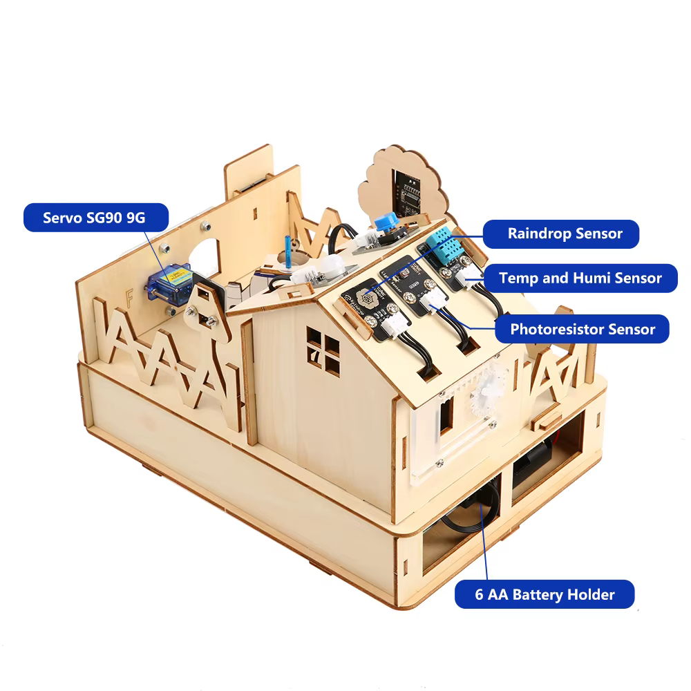 Acebott-Kit de bricolage pour maison intelligente Ardu37, robot démarreur, projets de tournesol, kit d'apprentissage de maison en bois pour ESP32