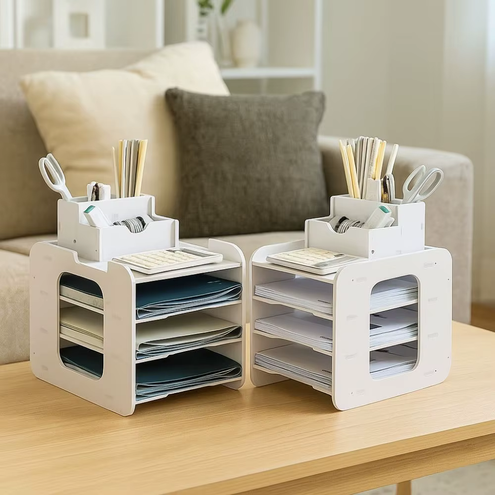 Support de stockage de fichiers multicouche en PVC, gain de place, porte-fichiers à assemblage facile, support de fichiers de Table de grande capacité, fournitures de comptabilité