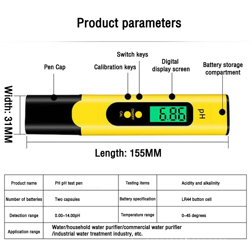 Gaqqee PH mètre stylo testeur LCD affichage numérique haute précision qualité de l'eau TDS EC testeur 0-14PH mesure maison/Aquarium/piscine