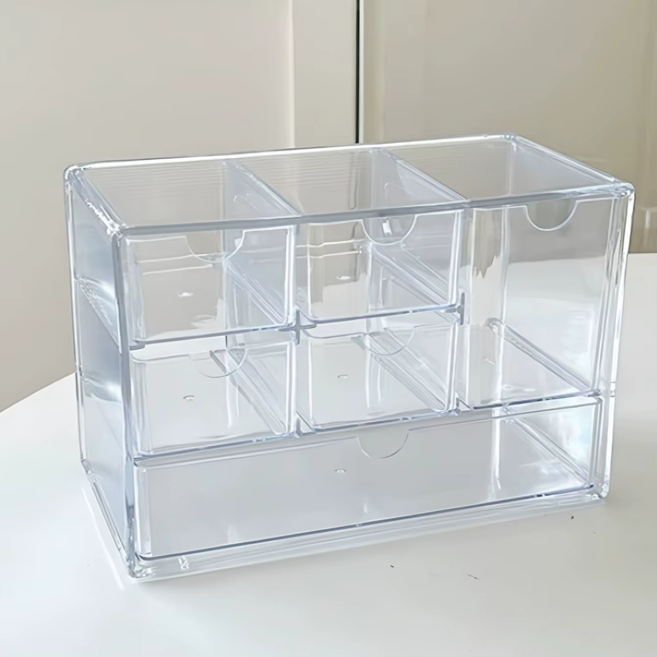 Boîte de rangement transparente à six compartiments
