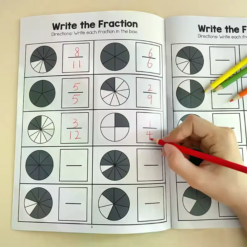 1 pièces école primaire mathématiques livre de Test cognitif Fraction de base apprendre et pratique formation cahier