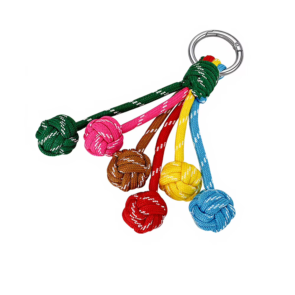 Porte-clés en boule tressée à la main couleur Miu d'été, breloque de téléphone portable en corde de nylon, pendentif de sac, accessoire de mode