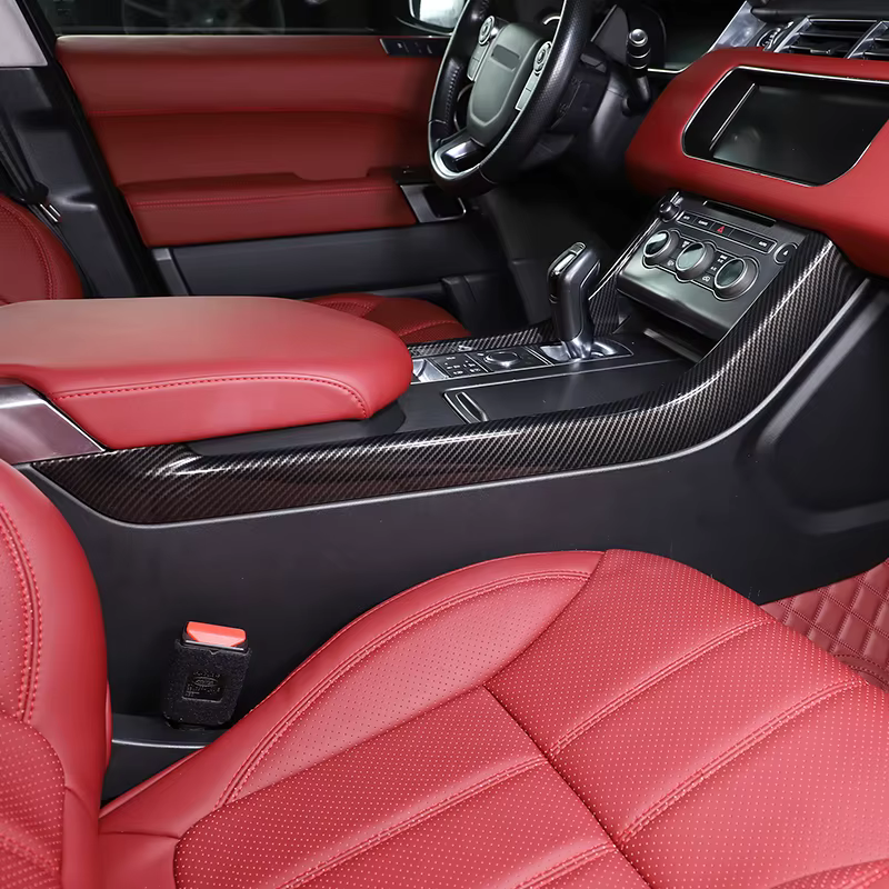 Autocollant de bande de garniture latérale de console centrale noire, fibre de carbone ABS, accessoires de voiture pour Land Rover Range Rover dehors 2014-2022, 256