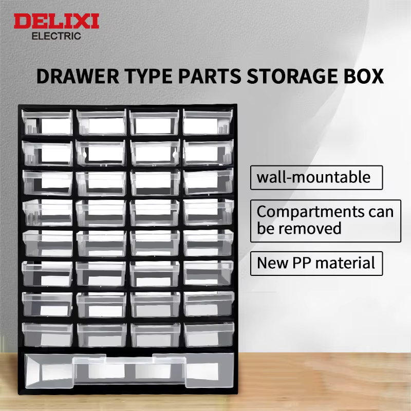 DELIXI ELECTRIC Boîte de rangement d'outils à 33 compartiments