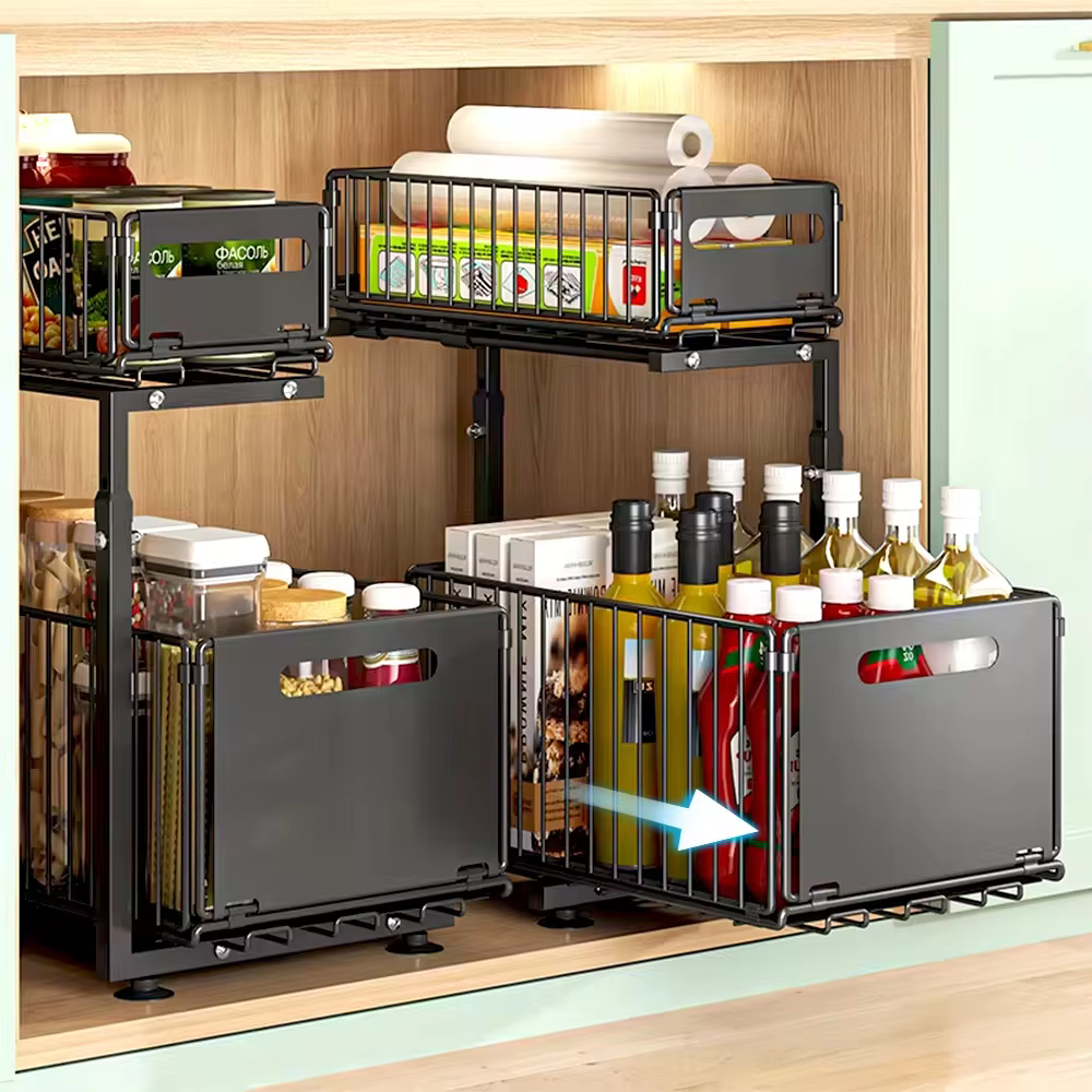 Organisateur d'armoire extractible à 2 niveaux