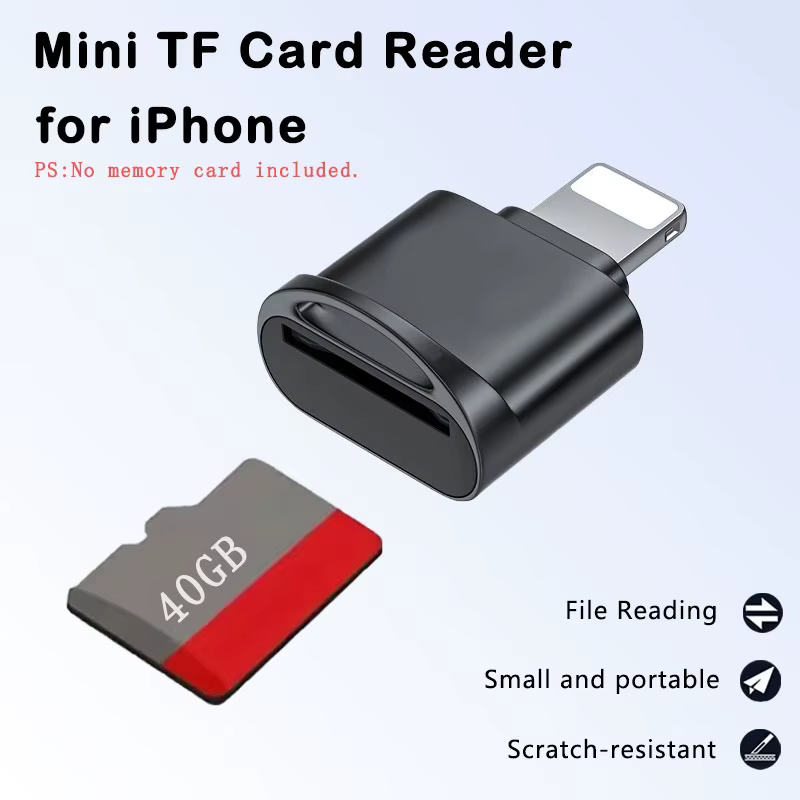 Lecteur de carte TF Lightning pour iPhone 14/13/12/11/Pro Max et iPad – Transfert de photos de l'appareil photo numérique