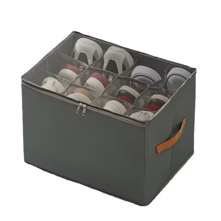 Boîte de rangement multifonctionnelle pour chaussures, pliable en tissu avec couvercle, anti-poussière et lavable, pour articles divers