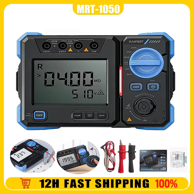 Testeur de résistance d'isolement FNIRSI MRT-1050 1000V 20GΩ Mégohmmètre Mesure de tension AC/DC Décharge automatique