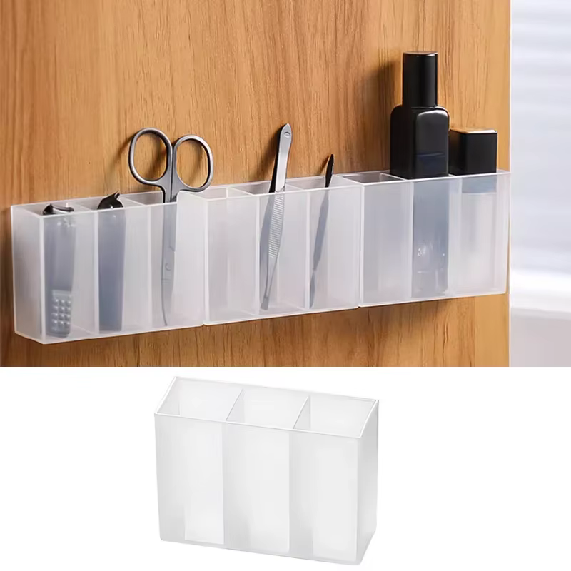 Mini boîte de rangement en plastique à 3 grilles