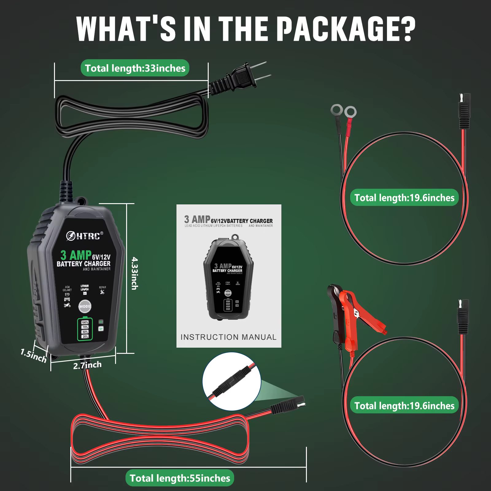 HTRC – chargeur de batterie intelligent 6V 12V 3000mA