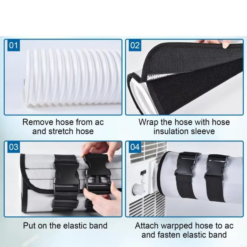 Manchette d'isolation à triple couche pour tuyau d'échappement du climatiseur portable Couverture d'évent conduit flexible