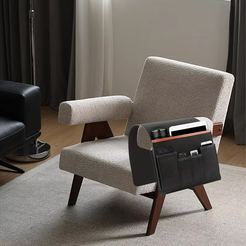 Caddie pour fauteuil de maison, canapé en feutre, organisateur d'accoudoir inclinable pour tablette, téléphone portable, sac de rangement suspendu avec télécommande
