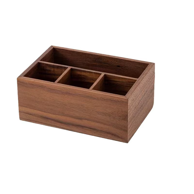Boîte de rangement multifonctionnelle en noyer noir, bois massif, télécommande de salon, boîte de rangement d'agne, boîte à cosmétiques