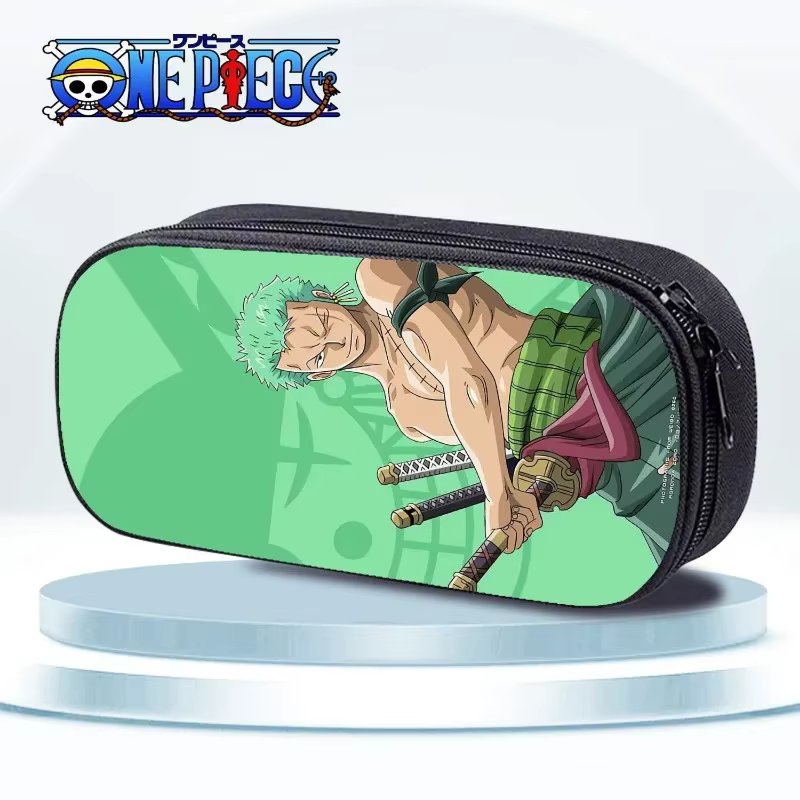 Une pièce Luffy Roronoa Zoro dessin animé grande capacité multicouche fermeture éclair stylo sac étudiant étanche crayon papeterie boîte cadeau