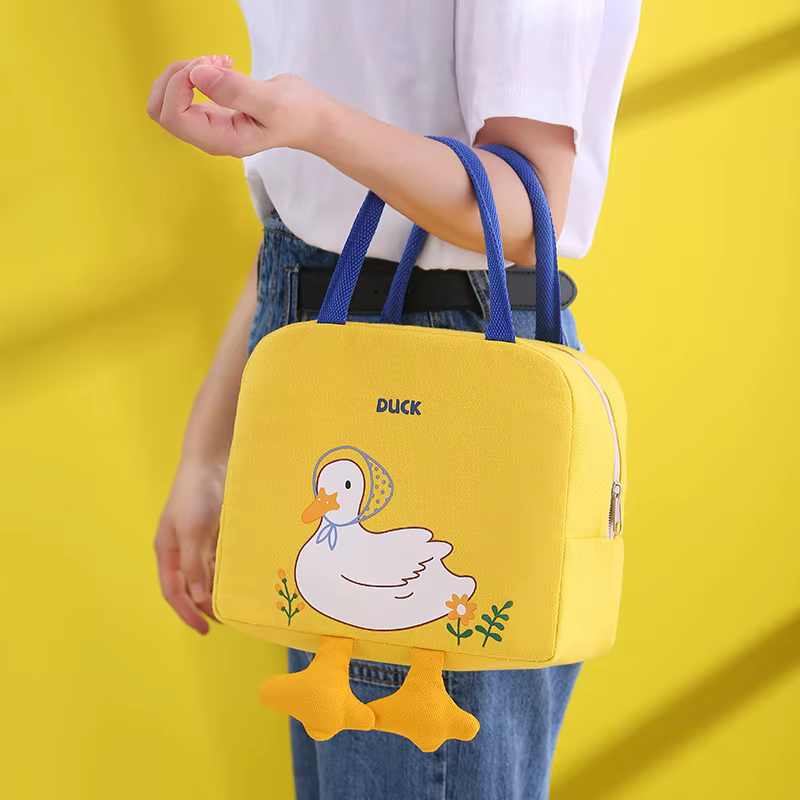 Enfants Portable isolé thermique pique-nique nourriture mignon canard jaune sac à déjeuner boîte fourre-tout
