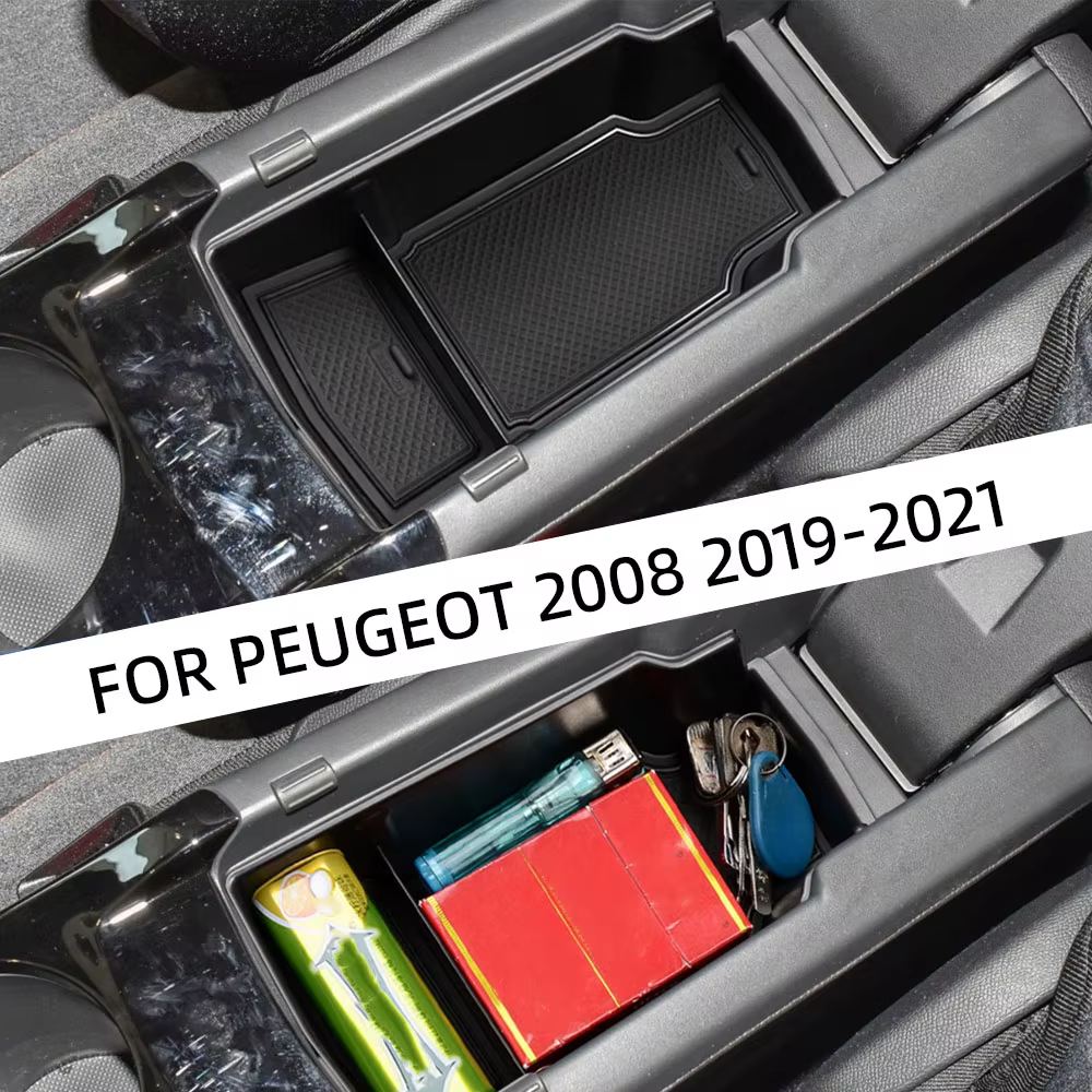 Plateau de boîte de rangement d'accoudoir pour Peugeot 2008 208 II 2019 2020 2021 2022 2023 2024