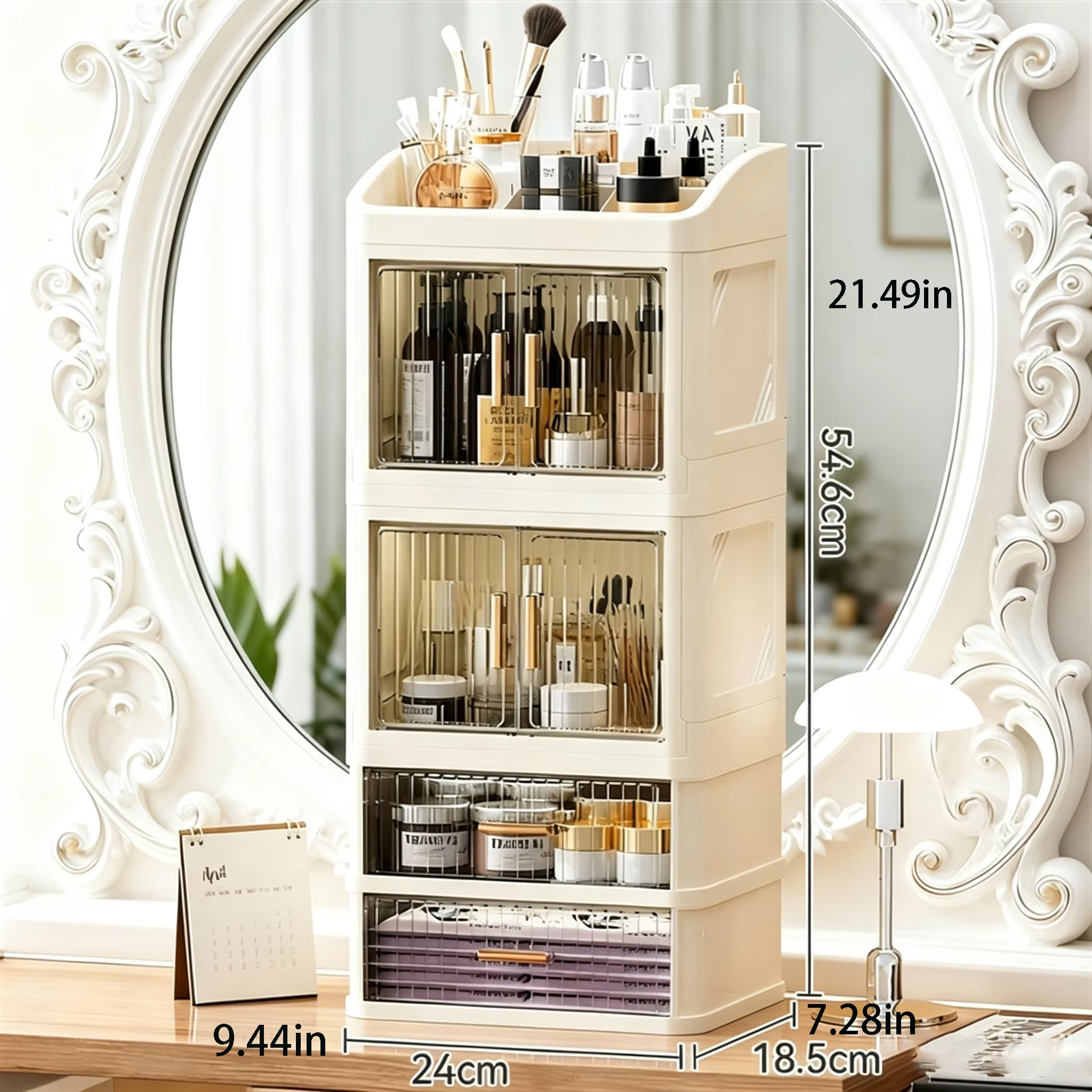 Texture luxueuse + rangement pratique : l'armoire de rangement pour maquillage est simplement incroyable, une armoire de rangement multifonctionnelle pour l'organisation de la maison, un incontournabl