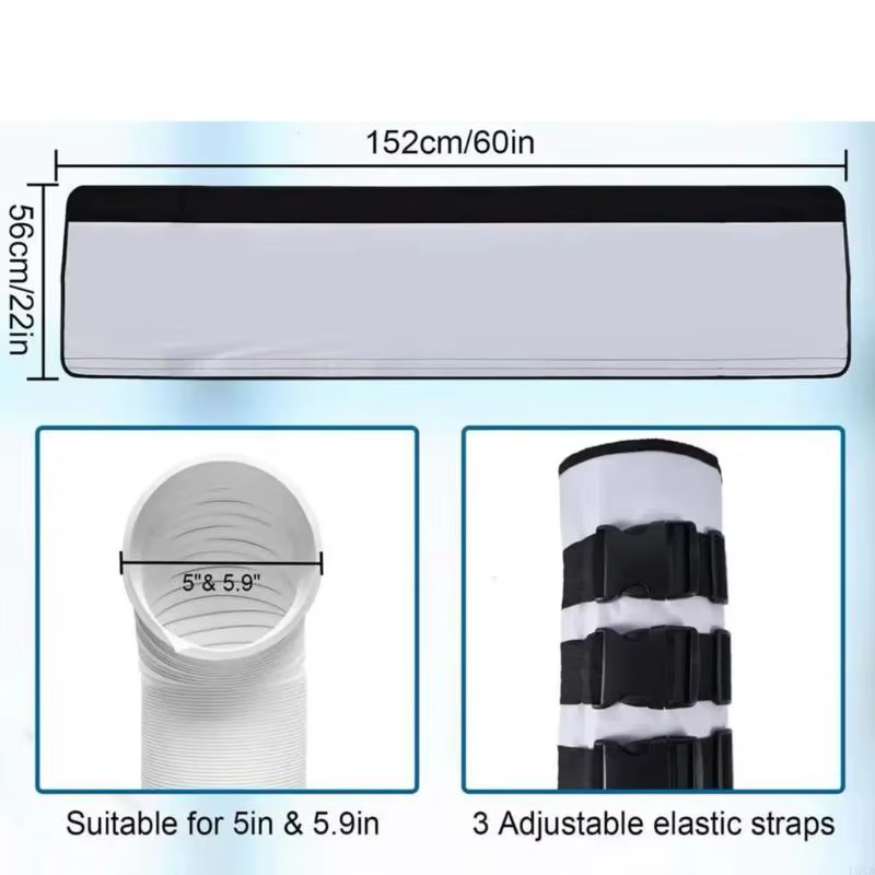 Manchette d'isolation à triple couche pour tuyau d'échappement du climatiseur portable Couverture d'évent conduit flexible