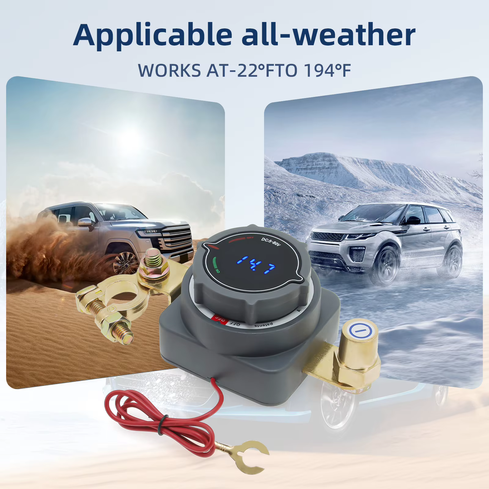 Mise à niveau du commutateur de déconnexion de batterie 300A avec interrupteur de voltmètre 12-48V