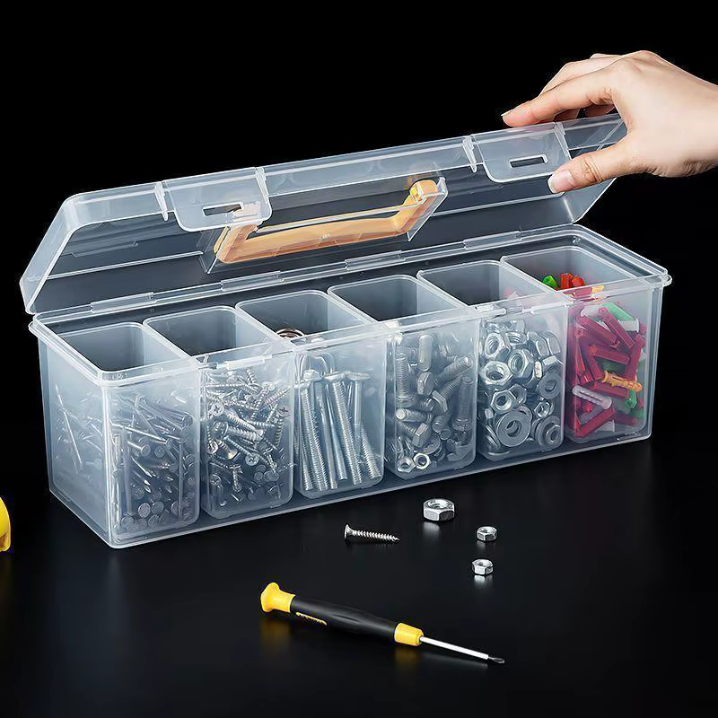 Boîte de rangement d'outils multi-compartiments en plastique avec poignée