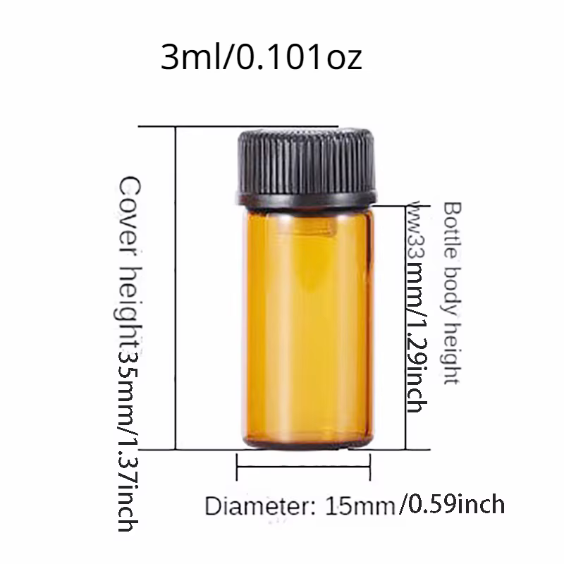 Boîte cadeau pour bouteilles d'huiles essentielles, 100 pièces, bouteille en verre brun de 3ml avec trou de régulation - Convient pour les voyages et le stockage
