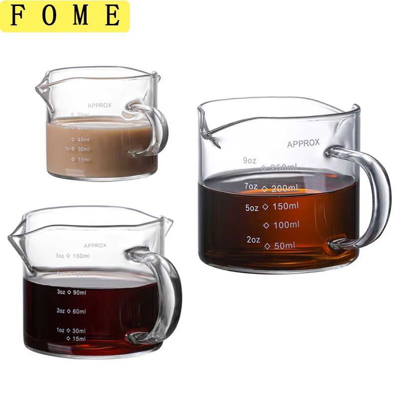 Tasse à mesurer en verre avec poignée, tasse à lait expresso, tasse de cuisine avec échelle, récipient précis pour la cuisson, 75/150/250ml
