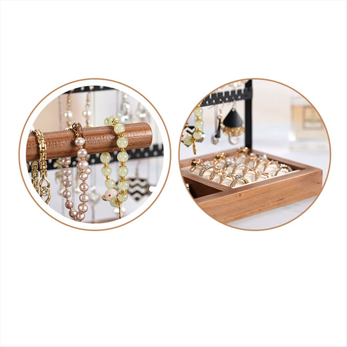 Just-nouveau porte-bijoux en bois velours anneau boîte de rangement Bracelet collier bijoux présentoir boucles