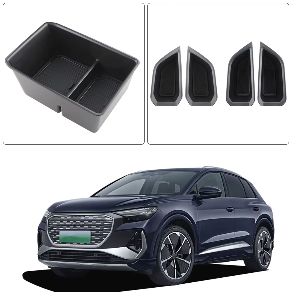 Boîtes de rangement pour porte avant et arrière de voiture, organisateurs de Console centrale de voiture, accessoires de rangement intérieurs pour Audi Q4 e-tron Etron 2019 – 2025