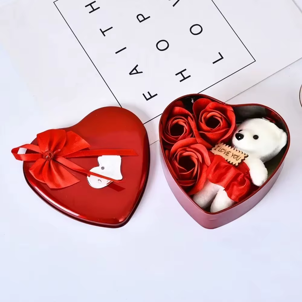 Coffret cadeau ours Rose pour la saint-valentin