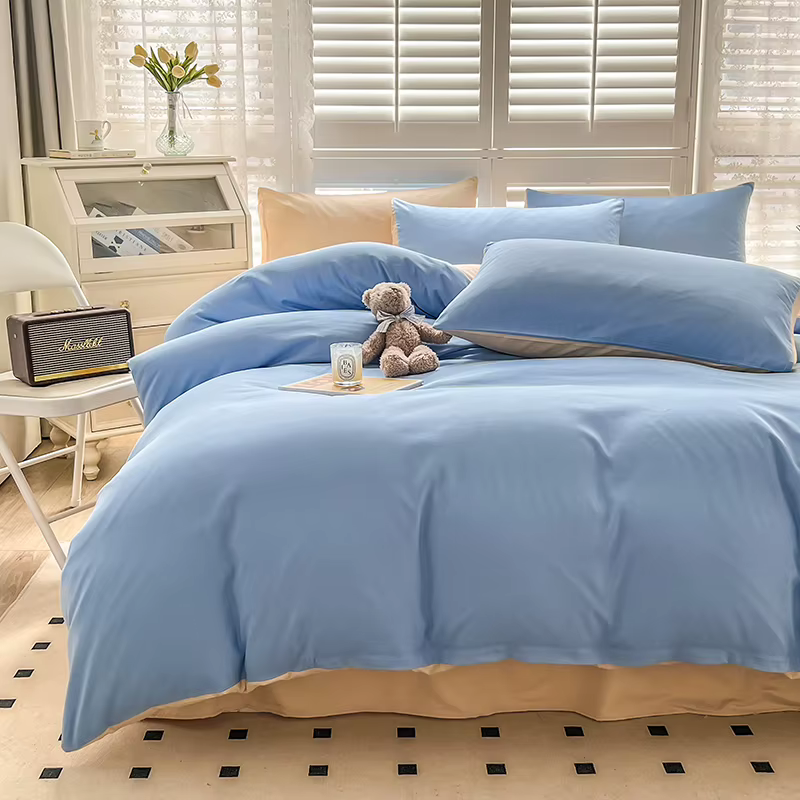 Housse de couette moderne bicolore, simple et élégante, réversible, confortable et respirante, pour un sommeil optimal