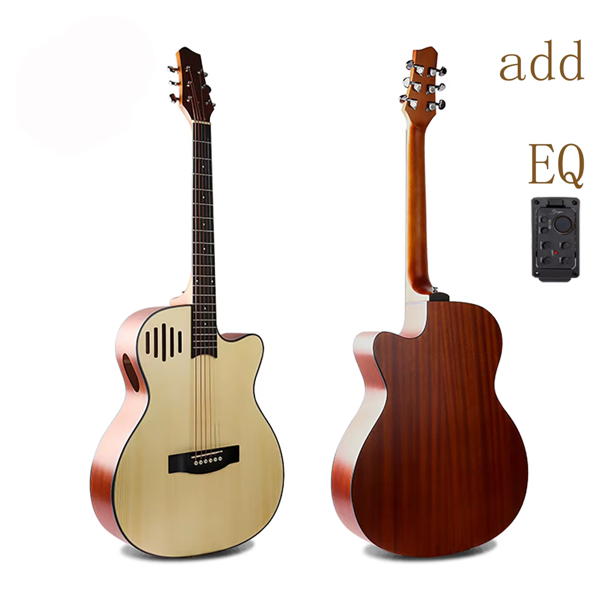 Guitare acoustique électrique avec égaliseur, personnalisée, 6 cordes, entièrement faite à la main, conception en coupe, Folk, haute qualité, 40 pouces