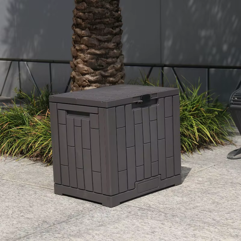Boîte de rangement extérieure étanche pour jardin et patio avec trou pour cadenas