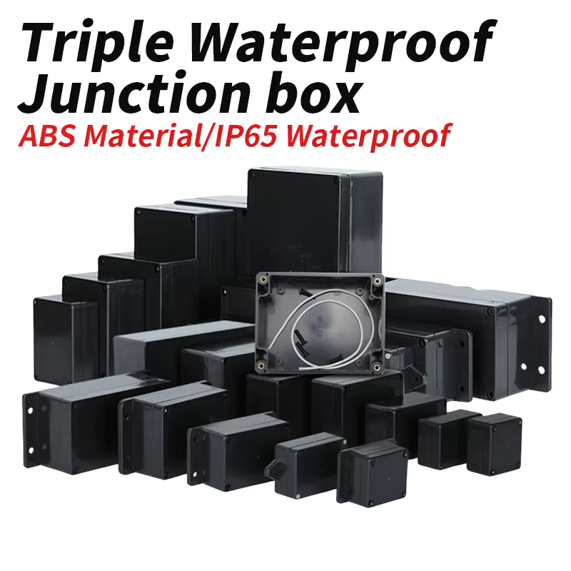 Boîtier de jonction triple étanche en plastique ABS noir