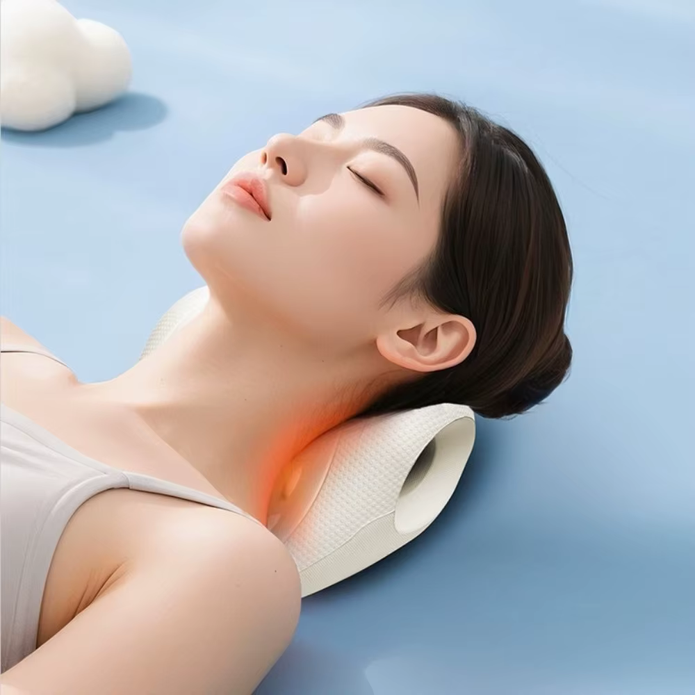 Oreiller de massage cervical en forme de U, contour ergonomique, relaxation de la fatigue, relaxant pour le cou et les épaules, utilisation polyvalente, oreiller à acupression