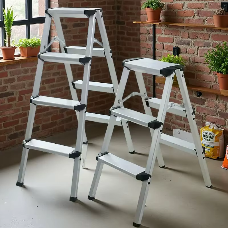 Escabeau pliant en aluminium Double face léger, conception de cadre A, antidérapant, Portable pour usage domestique et intérieur