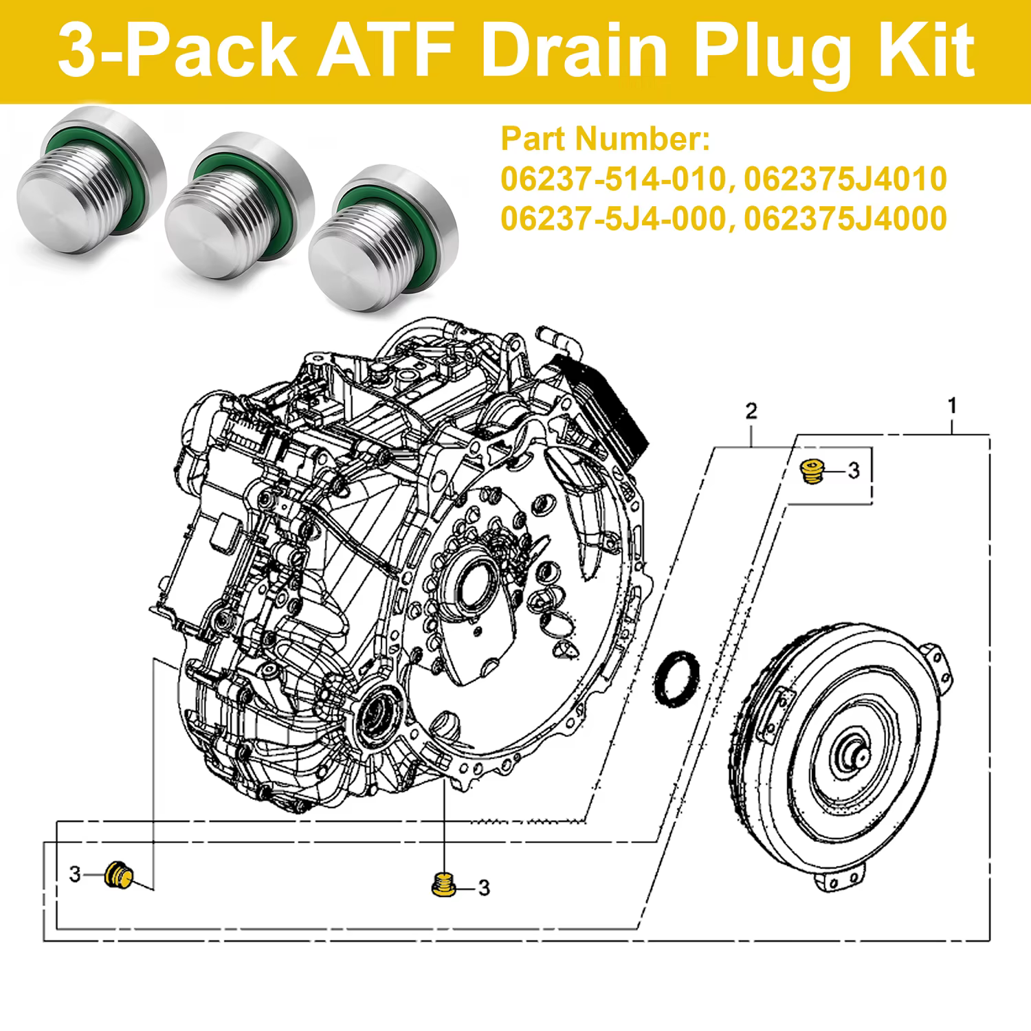 Kit de bouchons de vidange ATF 3X