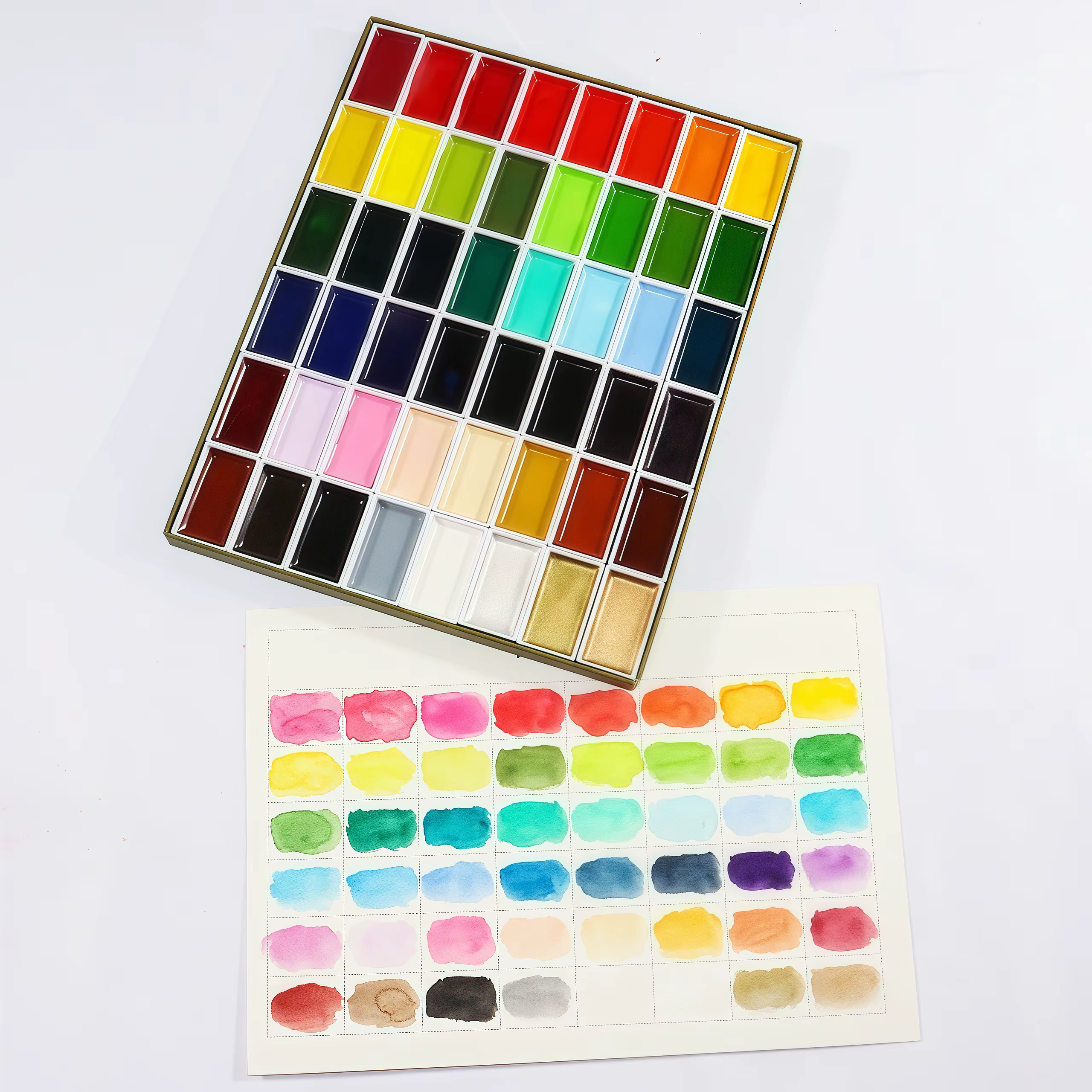 Peinture aquarelle professionnelle 24/48 couleurs, peinture japonaise, boîte Portable, peintures à l'aquarelle pour professionnels ou débutants