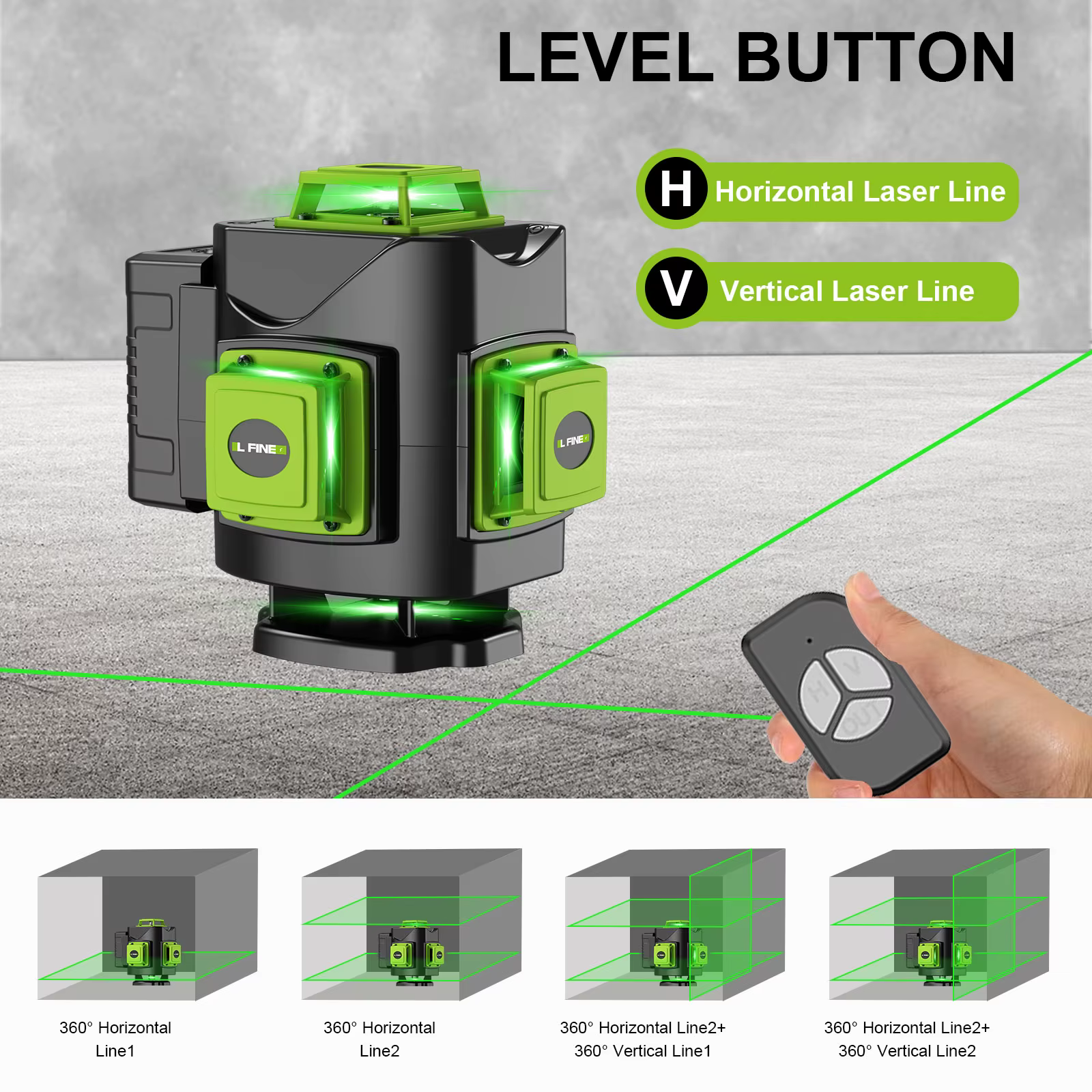 LFINE Nivel Laser Set, 4D 16 Lignes 3D 12 Lignes 360