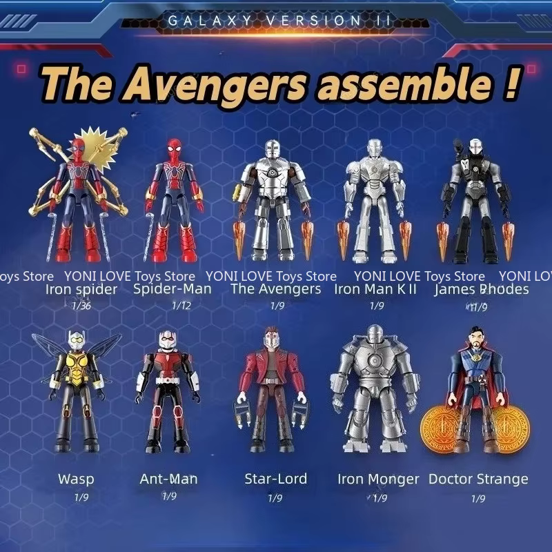 Blokees Figurine à assembler Marvel Version Galaxie Chapitre 2 Spider-Man Doctor Strange Modèle articulé Jouet de collection Cadeau