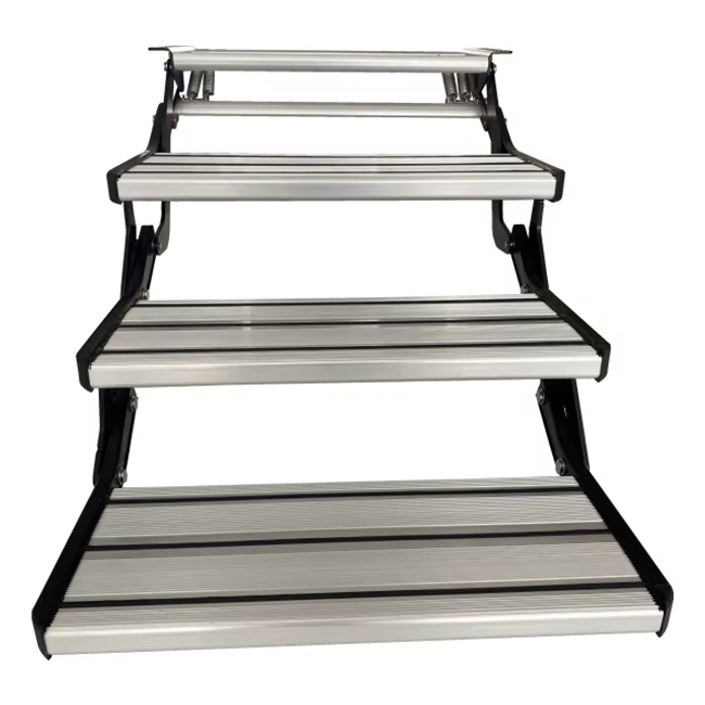 Marchepied pliant manuel à trois couches en aluminium pour caravane RV camping-car de haute qualité