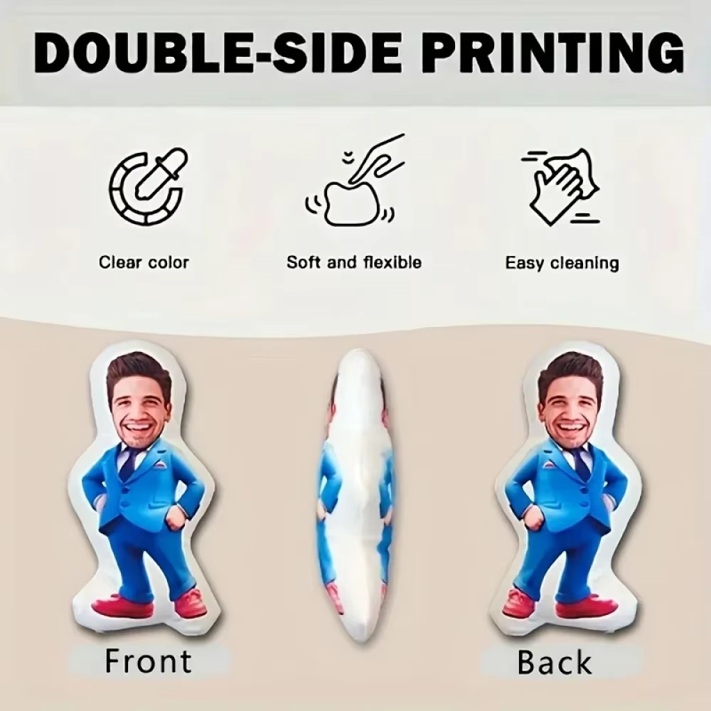1 oreiller personnalisé pour poupée, oreiller photo créatif – Design de visage personnalisé unique, idéal pour les anniversaires, les fêtes, les célébrations, la décoration intérieure, et convient par