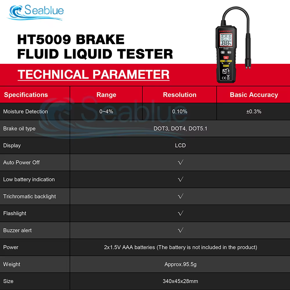 Testeur de liquide de frein pour DOT3 DOT4 DOT5.1 avec écran LCD